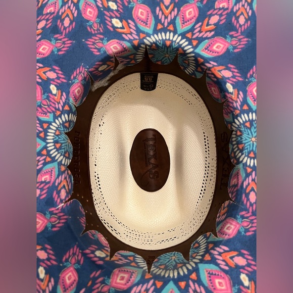 Texas Straw Cowboy hat with added cover design on underside - Picture 5 of 6